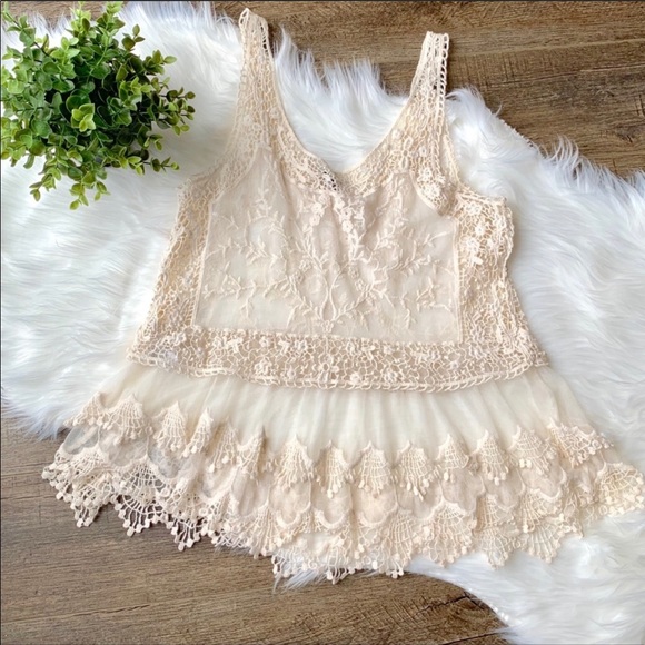 Express Tops - Express boho crochet lace tank top